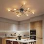 NEWSEE Flush Mount Ceiling Light Fixture Sputnik Chandelier Industrial Bedroom Lighting Fixtures Modern Style for Kitchen Dining Room Living Room Kitchen Hallway Cafe Bar (8 Light)