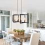 Lingkai Modern Kitchen Island Light 4-Light Pendant Chandelier Ceiling Light Industrial Hanging Light Fixture Matte Black with Antique Brass Finish