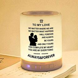 Personalized Night Light for Man, Engraved Touch Table Lamp for Bedrooms Living Room with Bluetooth Speaker, Changing RGB Outdoor Table Lamp, Perfect Valentines Christmas Gifts for Man