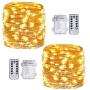 TingMiao Fairy Lights Battery Operated String Lights with Remote Control Timer, 33Ft 100 LED Waterproof 8 Modes Copper Wire Twinkle String Lights for Bedroom Indoor, Warm White,2 Pack