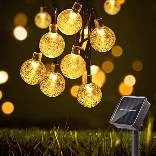 29.5Ft 50 LED Bulbs Diameter 1.7cm Solar String Lights Waterproof Globe Bulbs 8 Modes Decorative Lighting Fairy Lights for Christmas Decoration, Garden, Porch, Patio, Gazebo, Bistro, Xmas Lights