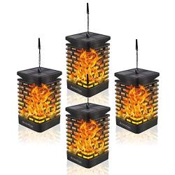 Arzerlize Solar Lanterns Outdoor Hanging, Garden Decorations, led Solar Lights Dancing Flame Patio Decor Pathway Landscape Waterproof auto on/Off Yellow 4/P