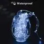 Outdoor Solar LED Rope Lights, String Lights with Clear PVC Jacket 100 LED Indoor/Outdoor Lights 8 Modes Copper Wire Fairy Lights for Wedding Christmas Party 2-Pack (White)