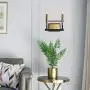 MOTINI Double Gold Wall Sconce Lighting Black and Brushed Brass Metal Vanity Light for Bathroom Bedroom, 2-Light E12 Candelabra Sconces, Gold