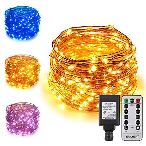 ErChen Dual-Color LED String Lights, 66 FT 200 LEDs Plug in Copper Wire Color Changing 8 Modes Dimmable Fairy Lights with Remote Timer for Indoor Outdoor Christmas (Blue/Warm White) ErChen Dual-Color LED String Lights, 66 FT 200 LEDs Plug in Copper Wire Color Changing 8 Modes Dimmable Fairy Lights with Remote Timer for Indoor Outdoor Christmas (Blue/Warm White)