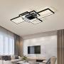 LED Ceiling Light AXSHINE Geometric Ceiling Light fixtures Modern Hanging Light 3Light Chandelier Ceiling Black Metal Light Rectangle Art Design Ceiling Lamp for Bedroom Livingroom with Natural Light