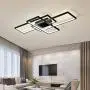 LED Ceiling Light AXSHINE Geometric Ceiling Light fixtures Modern Hanging Light 3Light Chandelier Ceiling Black Metal Light Rectangle Art Design Ceiling Lamp for Bedroom Livingroom with Natural Light