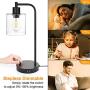 Industrial Table Lamp with 2 USB Ports,Fully Stepless Dimmable Vintage Nightstand Desk Lamp, Seeded Glass Shade Bedside Reading Lamp for Bedroom, Living Room, Office, 6W 2700K LED Edison Bulb Included