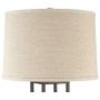 Matthew Modern Rustic Table Lamp with Nightlight LED Caged Brown Metal Oatmeal Fabric Drum Shade for Living Room Bedroom Bedside Nightstand Office Family - Franklin Iron Works