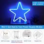 Star Neon Light Sign - Blue LED Neon Sign Wall Decor Lamp Powered by 3 AA Battery/USB Charging, Star Neon Night Light Sign for Bedroom, Kids Room, Christmas, Wedding, Birthday Party Decor