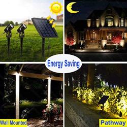 Solar Spot Lights Outdoor, LED Solar Landscape Spotlights, Solar Powered Wall Lights 2-in-1 Waterproof Solar Landscaping Light for Yard Garden Driveway Patio Lawn, Auto On Off Daylight
