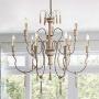 LALUZ A03483 Farmhouse Wood Chandeliers for Dining Rooms 9 Distressed French Country Lighting, D39 xH38