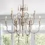 LALUZ A03483 Farmhouse Wood Chandeliers for Dining Rooms 9 Distressed French Country Lighting, D39 xH38