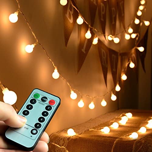 Abkshine Battery Operated Fairy Light, Battery Powered Globe Lights for Wedding Christmas Tree Decoration(Warm White,50LEDs)