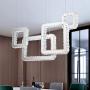 Maxax Modern Chandelier Square LED Crystal Chandelier Lighting Flush Mount LED Ceiling Light Fixture Pendant Lamp for Dining Room Bathroom Bedroom Livingroom(Cool White)