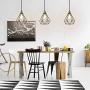 UL Industrial Polygon Pendant Lighting Vintage Wire Cage Black Metal Hanging Lamp for Kitchen Island Dining Room Farmhouse JACKYLED