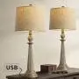 OYEARS USB Table Lamp Set 2 for Living Room Rustic 27 3/4'' H Retro Table Lamps for Bedroom Vintage Table Lamp Bedside Traditional Table lamp Dark Brown