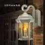 Euri Lighting EFL-140W-MD Flame Lantern Water Glass, with Integrated Security Light (3000K), Photocell and Motion-Sensor (Dusk-to-Dawn), White Housing Euri Lighting EFL-140W-MD Flame Lantern Water Glass, with Integrated Security Light (3000K), Photocell and Motion-Sensor (Dusk-to-Dawn), White Housing