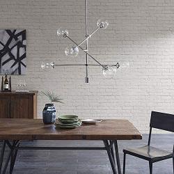 INK+IVY II150-0089, Cyrus Six-Light Modern Chandeliers - Height Adjustable, Plated Finish, Glass Sphere Shades Pendant Sputnik Ligthing Lamp, Dining Room Lighting Fixtures, LED Compatible, Silver