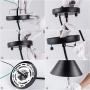 Modern Pendent Light Fixture with Leather and Iron Finish, 1-Light Hanging Light for Kitchen Island Dining Room Bedroom Living Room,UL Listed Wires,Black, by YIFI