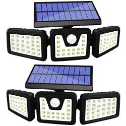 AOBISI Solar Motion Sensor Lights Outdoor, 800LM Wireless LED Security Light, Ip65 Waterproof Flood Light, 3 Adjustable Heads 270 Degree Angle Illumination for Garden Garage Patio