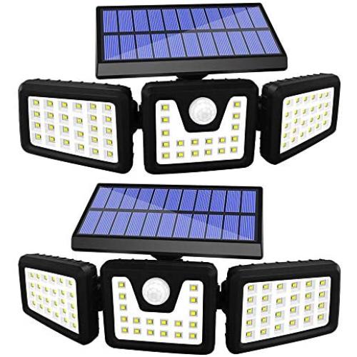 AOBISI Solar Motion Sensor Lights Outdoor, 800LM Wireless LED Security Light, Ip65 Waterproof Flood Light, 3 Adjustable Heads 270 Degree Angle Illumination for Garden Garage Patio