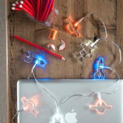 Lights4fun, Inc. Astronaut, Rocket & Planet Battery Operated LED Indoor Kids Bedroom String Lights