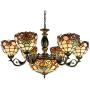 Tiffany Style Chandelier, Baroque Stained Glass Shade Multi-Head Ceiling Light, Living Room Bedroom Bar Decoration LED Pendant Light，E27，MAX40W (Size : 6 Heads)