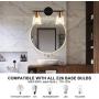 2-Light Vanity Lights Fixtures, Bathroom Lights Wall Mounted, Modern Wall Sconces Lighting, Matte Black Wall Light with Brass Accent Socket, Wall Lamp for Mirror Cabinets, Powder Room, Dressing Table