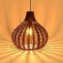 Modern Weave Wicker Hanging Lamp -KWOKING Lighting 1 Light Indoor Lighting Fixture Gourd Rattan Pendant Chandelier Natural Woven Light for Hallway Dining Room - 14''Width