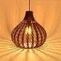 KWOKING Lighting Modern Weave Wicker Hanging Lamp 1 Light Indoor Lighting Fixture Gourd Rattan Pendant Chandelier Natural Woven Light Fixture for Hallway Dining Room - 23.5''