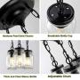 3-Light Mason Jar Pendant Lighting, Farmhouse Glass Pendant Light Fixtures Adjustable, Black Industrial Flush Mount Ceiling Hanging Light for Hallway Kitchen Island Dining Room