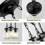 3-Light Mason Jar Pendant Lighting, Farmhouse Glass Pendant Light Fixtures Adjustable, Black Industrial Flush Mount Ceiling Hanging Light for Hallway Kitchen Island Dining Room 3-Light Mason Jar Pendant Lighting, Farmhouse Glass Pendant Light Fixtures Adjustable, Black Industrial Flush Mount Ceiling Hanging Light for Hallway Kitchen Island Dining Room