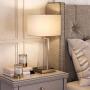Henn&Hart TL0207 Seeded Glass with Metal Accent Base for Bedroom or Living Room Table Lamp, Gold