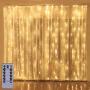 300LED Copper Wire Curtain Lights with Remote, 8 Modes DIY Pattern Flexible String Lights, Window and Wall Decorations for Garden, Room, Party (Warm White)