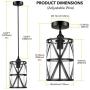 Industrial Metal Pendant Light, Adjustable Hanging Ceiling Lighting Fixture with Cylindrical Clear Glass Shade, Black Vintage Pendant Lights for Kitchen Island Dining Room Hallway Bedroom, E26 Base