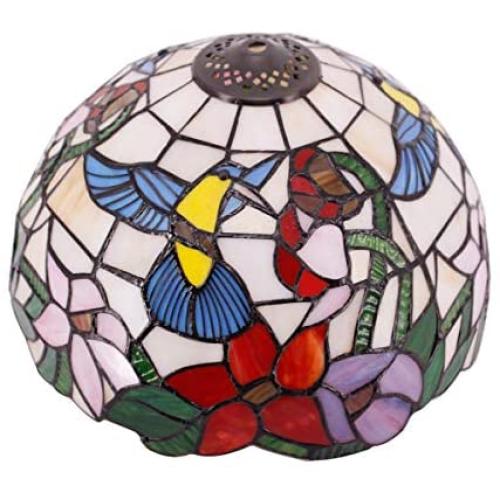 Tiffany Lamp Shade Replacement W12H6 Inch Stained Glass Hummingbird Design Lampshade Only Fit for Table Lamps Ceiling Fixture Pendant Light S101 WERFACTORY Living Room Bedroom Nightstand Desk Bedside