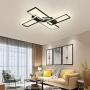 FangYanMei Modern Ceiling lamp for Bedroom Dining Study Room Ceiling lamp Fixture Black Metal Acrylic Close to Ceiling Lights, Rectangular Combination Ceiling Light （95W）
