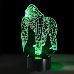 CHAOMIC 3D Gorilla Night Light Animal Gorilla Led Lamp 7 Colors Change with Remote Control & Touch Control Bedside Table Lamps for Kids Baby Bedroom (Touch Control)