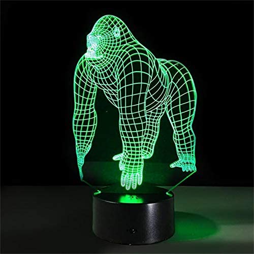 CHAOMIC 3D Gorilla Night Light Animal Gorilla Led Lamp 7 Colors Change with Remote Control & Touch Control Bedside Table Lamps for Kids Baby Bedroom (Touch Control)
