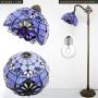 Tiffany Style Reading Floor Lamp Lighting W12H64 Inch Blue Purple Stained Glass Lavender Baroque Lampshade Antique Adjustable Arched Base S003C WERFACTORY Lamps Living Room Bedroom Beside Table Gifts