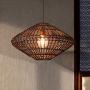 LITFAD Weave Geometric Suspension Light Natural Modern Pendant Lighting 1 Light Ceiling Hanging Light Fixture for Sitting Room Dining Room Hotel Restaurant