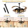 Retractable Ceiling Fans with Lights - with 5 LED Bulbs and Remote Controller 42inch Vintage Retractable Ceiling Fans