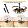 Retractable Ceiling Fans with Lights - with 5 LED Bulbs and Remote Controller 42inch Vintage Retractable Ceiling Fans