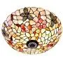 Vintage Flush Mount Ceiling Lamp 16 Inch Tiffany Style Shell Butterfly Peony Flower Shade Ceiling Light Fixture for Living Room Bedroom Dining Room Hallway