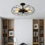 Industrial Vintage Semi Flush Mounted Ceiling Light - LITFAD 21'' Chandelier Metal Hanging Fixture Barn Pendant Light LED Ceiling Lamp with 5 Lights in Black Finish for Living Room Restaurant Bedroom