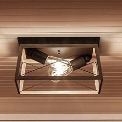 Luxury Industrial Chic Ceiling Fixture, Large Size: 6''H x 12''W, with Modern Farmhouse Style Elements, Olde Bronze Finish, UHP2120 from The Berkeley Collection by Urban Ambiance