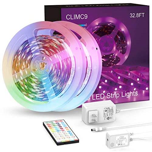 Led Strip Lights 32.8ft 10m, Music Sync/Remote Control RGB LED Light Strip, Color Changing 5050 LED Tape Lights for Home Bedroom Kitchen Bar TV Stairs Cabinet Desk Party Decoration α