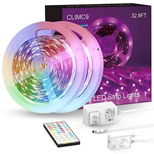 Led Strip Lights 32.8ft 10m, Music Sync/Remote Control RGB LED Light Strip, Color Changing 5050 LED Tape Lights for Home Bedroom Kitchen Bar TV Stairs Cabinet Desk Party Decoration α
