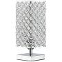 Square Modern Decorative Chrome Crystal Bedside Table Lamp, Crystal Silver Square Bedside Nightstand Desk Light for Living Room Bedroom Decorative Dining Room